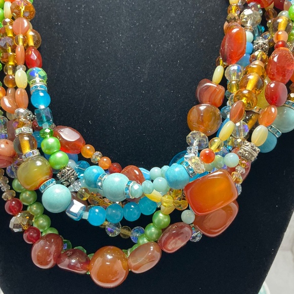 Statement Multi-Strand Gemstone Necklace – 24” Artisan made - Picture 11 of 11